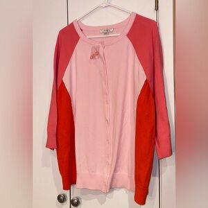 Liz Claiborne Colorblock Button Down Cardigan. Size 1X